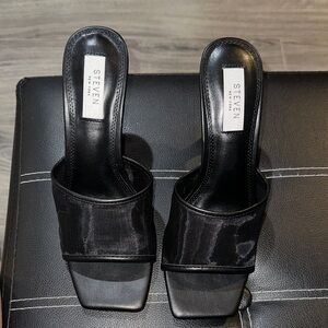 Black mesh Slide Sandals